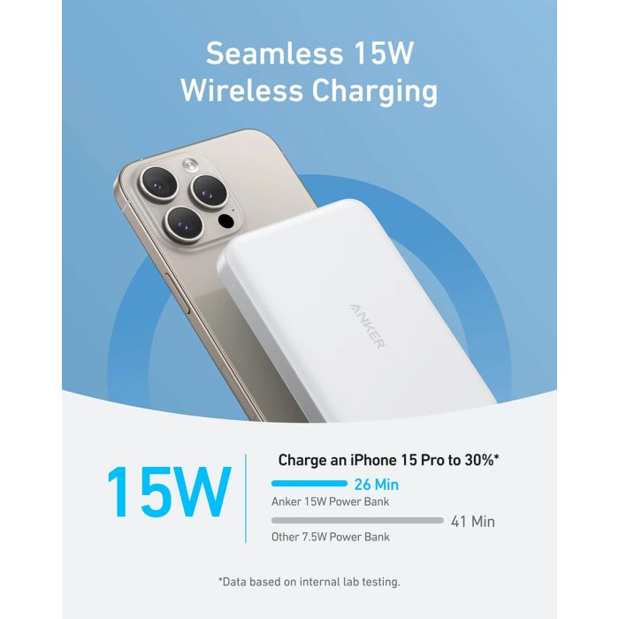 Anker MagGo 10K Slim brezžični powerbank, bel - slika 4