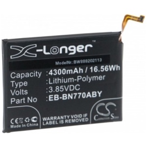 <b>Opis:</b><br><ul><li>Nadomestna baterija je izdelana po zasnovi in tehnologiji nemškega proizvajalca VHBW, kar zagotavlja odlično kvaliteto<br></li><li>Najsodobnejša tehnologija omogoča veliko ciklov polnjenja in praznjenja<br></li><li>Li-Polymer celice so prijazne okolju, obenem pa zagotavljajo delovanje brez spominskega učinka<br></li><li>Termično stikalo ščiti baterijske celice pred pregrevanjem, prenapolnitvijo in kratkim stikom<br></li><li>Visoka kapaciteta baterije, podaljšan čas delovanja pri mirovanju naprave, zelo počasno samopraznjenje<br></li><li>100% kompatibilnost z originalno baterijo</li><li>Baterijo polnimo z originalnim ali nadomestnim polnilcem</li><li>Certifikati CE in ROHS</li></ul><br><br><p><b>Originalne oznake:</b></p><ul><li>EB-BN770ABY</li><li>GH82-22054A</li></ul><br><p><b>Primerno za:</b></p><ul></ul><br>Samsung:<br><ul><li>Galaxy Note 10 Lite, SM-N770F, SM-N770F/DS, SM-N770F/DSM<br></li></ul><br><b>Lastnosti:</b><ul><li>Proizvajalec: VHBW</li><li>Vrsta: Li-Polymer</li><li>Napetost: 3,85 V</li><li>Kapaciteta: 4.300 mAh (16.56 Wh)</li></ul><br>