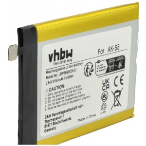 <b>Opis:</b><br><ul><li>Nadomestna baterija je izdelana po zasnovi in tehnologiji nemškega proizvajalca VHBW, kar zagotavlja odlično kvaliteto<br></li><li>Najsodobnejša tehnologija omogoča veliko ciklov polnjenja in praznjenja<br></li><li>Li-Ion&nbsp;celice so prijazne okolju, obenem pa zagotavljajo delovanje brez spominskega učinka<br></li><li>Termično stikalo ščiti baterijske celice pred pregrevanjem, prenapolnitvijo in kratkim stikom<br></li><li>Visoka kapaciteta baterije, podaljšan čas delovanja pri mirovanju naprave, zelo počasno samopraznjenje<br></li><li>100% kompatibilnost z originalno baterijo</li><li>Baterijo polnimo z originalnim ali nadomestnim polnilcem</li><li>Certifikati CE in ROHS</li></ul><br><br><p><b>Originalne oznake:</b></p><ul><li><li>AK-S5</li><li>AK-S5-BC</li></li></ul><br><p><b>Primerno za:</b></p><ul></ul><br>Emporia:<br><ul><li>Smart.5</li></ul><br><b>Lastnosti:</b><ul><li>Proizvajalec: VHBW</li><li>Vrsta: Li-Ion</li><li>Napetost: 3,85 V</li><li>Kapaciteta: 3.550 mAh (13,66 Wh)</li></ul><br>