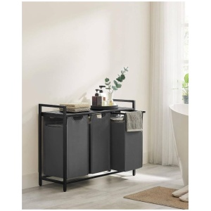 VASAGLE košara za perilo s 3 predelki, črna, BLH301G01 | E-specialisti.si