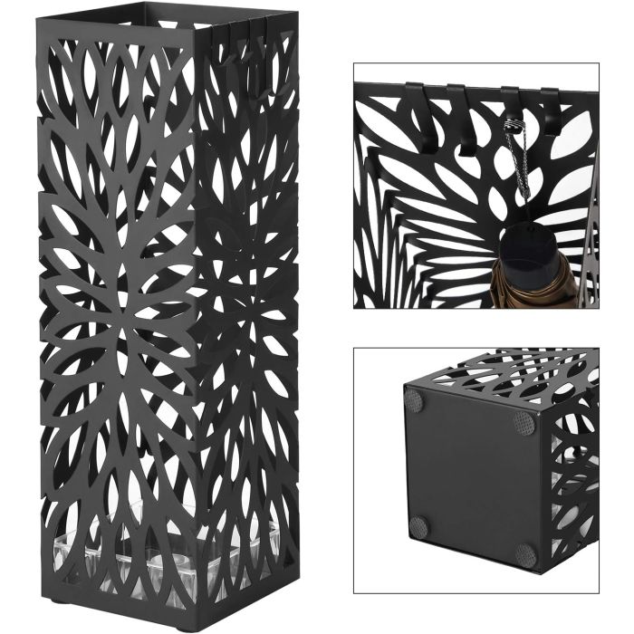 SONGMICS Kovinsko stojalo za dežnike s kljukicami in posodo za kapljice LUC48B - slika 3