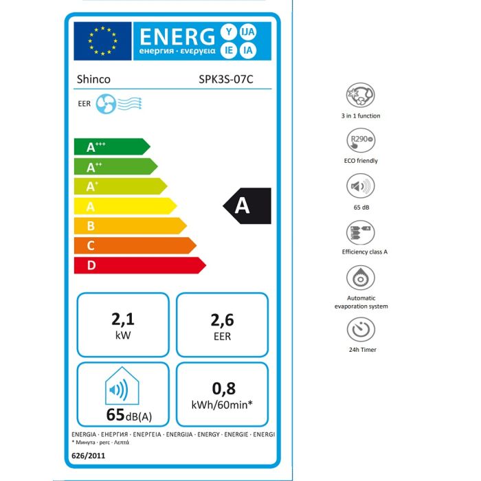 SHE SHINCO prenosna klimatska naprava 7000 BTU z vključenim tesnilom za okno - slika 4