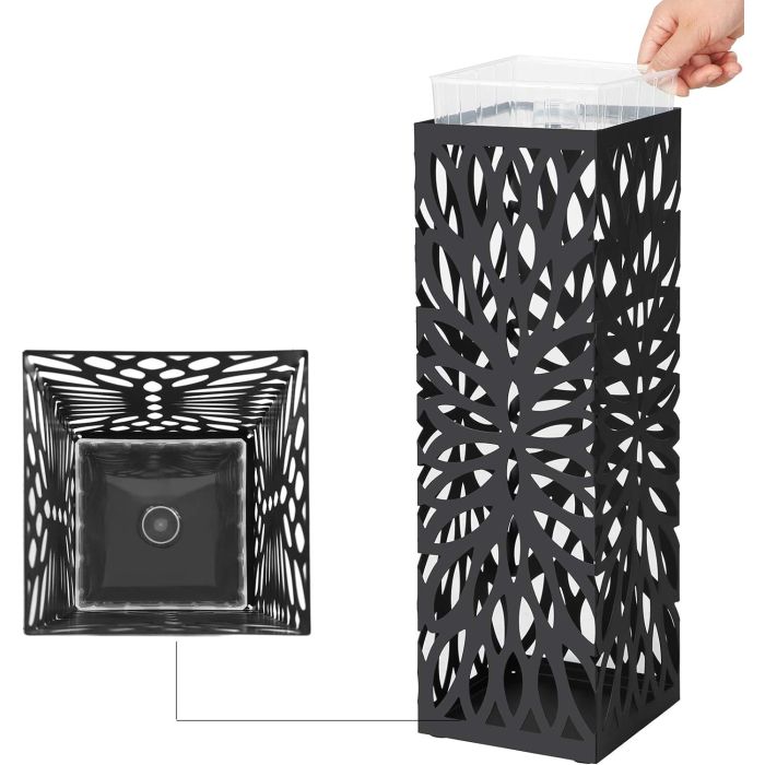 SONGMICS Kovinsko stojalo za dežnike s kljukicami in posodo za kapljice LUC48B | E-specialisti.si