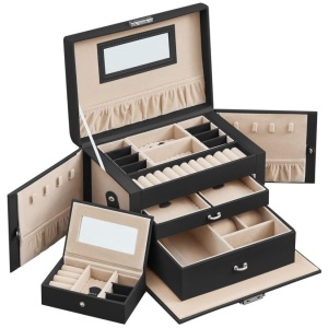 SONGMICS škatla za nakit  z 2 predaloma in ogledalom | E-specialisti.si