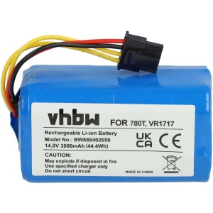 <br><b>Opis:</b><br><ul><li>Baterija za sesalnike 360<br></li><li>Nadomestna baterija je izdelana po zasnovi in tehnologiji nemškega proizvajalca VHBW, kar zagotavlja odlično kvaliteto<br></li><li>Najsodobnejša tehnologija omogoča veliko ciklov polnjenja in praznjenja<br></li><li>Li-Ion celice so prijazne okolju, obenem pa zagotavljajo delovanje brez spominskega učinka<br></li><li>Termično stikalo ščiti baterijske celice pred pregrevanjem, prenapolnitvijo in kratkim stikom<br></li><li>Visoka kapaciteta baterije, podaljšan čas delovanja pri mirovanju naprave, zelo počasno samopraznjenje<br></li><li>100% kompatibilnost z originalno baterijo</li><li>Baterijo polnimo z originalnim ali nadomestnim polnilcem</li><li>Certifikati CE in ROHS</li></ul><br><br><p><b>Originalne oznake:</b><br></p><ul><li>CONG0003</li><li>VR1717</li><li>BONA18650</li><li>BONA18650-MF1</li></ul><br><p><b>Primerno za:</b></p>Blaupunkt:<br><br><ul><li>BlueBot XSmart BPK-VCBB1XE, BlueBot XSmart BPK-VCBB1XS, BlueBot XSmart BPK-VCBB1XTE, BlueBot XSmart BPK-VCBB1XVB</li></ul><br>Cecotec:<ul><li>Conga 1290, Conga 1390, Conga 1490, Conga 1590, Conga 780T, Conga 790T, Conga KA760, Conga P1, Conga P2, Conga P3, Conga SUMMER P1S</li></ul><br><div>Bagotte:</div><div><ul><li>BL509</li></ul><br></div><div>Vileda:</div><div><ul><li>VR302</li></ul><br></div><div>Zoef:</div><div><ul><li>Robot Sjaan</li></ul><br></div><div>Symbo:</div><div><ul><li>Laserbot 650, Laserbot 5 Pro, Laserbot 5a, Laserbot Xbot</li></ul><br>Sencor:</div><div><ul><li>SRV 4000, SRV 4000GD-EU3, SRV 4200, SRV 4250, SRV 4250SL, SRV 6250, SRV 8250, SRV 9200, SRV 9250, SRV 9250BK, SRV X250, SRV4000, SRV4200, SRV4250, SRV6250, SRV8250, SRV9250, SRVX250, SRX1002</li></ul><br>SmartAi:</div><div><ul><li>360, G50</li></ul><br>Proscenic:</div><div><ul><li>780T, 790T, 790T, KA760, P1, P1s, P2, P2s, P3, P3 SUMMER, P1S</li></ul><br></div><b>Lastnosti:</b><ul><li>Proizvajalec: VHBW</li><li>Vrsta: Li-Ion</li><li>Napetost: 14,8 V</li><li>Kapaciteta: 3.000 mAh (44,4 Wh)</li></ul><br>