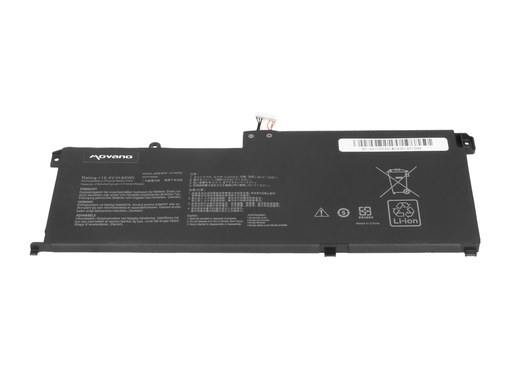 Nadomestna baterija je izdelana po zasnovi in tehnologiji proizvajalca Movano, kar zagotavlja odlično kvaliteto