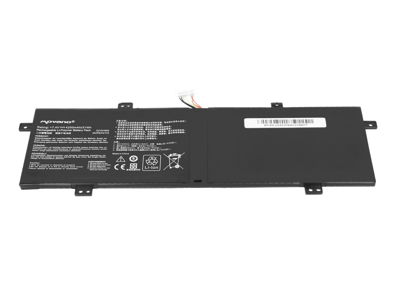 Baterija za Asus VivoBook S14 S431FA, C21N1833, 4250 mAh - slika 3