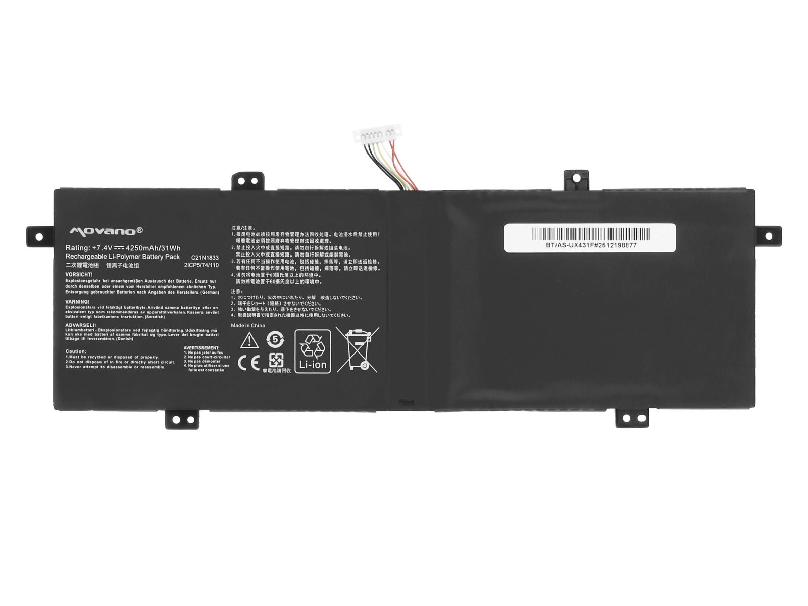 Baterija za Asus VivoBook S14 S431FA, C21N1833, 4250 mAh - slika 5