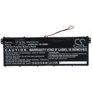 <b>Opis:</b><br><ul><li>Nadomestna baterija je izdelana po zasnovi in tehnologiji nemškega proizvajalca VHBW, kar zagotavlja odlično kvaliteto<br></li><li>Najsodobnejša tehnologija omogoča veliko ciklov polnjenja in praznjenja<br></li><li>Li-Ion celice so prijazne okolju, obenem pa zagotavljajo delovanje brez spominskega učinka<br></li><li>Termično stikalo ščiti baterijske celice pred pregrevanjem, prenapolnitvijo in kratkim stikom<br></li><li>Visoka kapaciteta baterije, podaljšan čas delovanja pri mirovanju naprave, zelo počasno samopraznjenje<br></li><li>100% kompatibilnost z originalno baterijo</li><li>Baterijo polnimo z originalnim ali nadomestnim polnilcem</li><li>Certifikati CE in ROHS</li></ul><br><p><b>Originalne oznake:</b><br></p><ul><li>3INP5/82/70<br></li><li>AP18C8K</li><li>AP18C4K</li><li>KT00304012<br></li></ul><br><p><b>Primerno za:</b></p><ul></ul><br>Acer:<br><ul><li><li>Aspire 5 A514-53-36J7, Aspire 5 A514-54, Aspire 5 A514-54-347V, Aspire 5 A514-54-34MB, Aspire 5 A514-54-37L8 , Aspire 5 A514-54-50A4 , Aspire 5 A514-54-50DU , Aspire 5 A514-54-50LC, Aspire 5 A514-54-50TJ, Aspire 5 A514-54-51A8, Aspire 5 A514-54-51LC, Aspire 5 A514-54-51RB, Aspire 5 A514-54-55WS, Aspire 5 A514-54-55X7, Aspire 5 A514-54-579A, Aspire 5 A514-54-59B9, Aspire 5 A514-54-59FF, Aspire 5 A514-54-72GQ, Aspire 5 A514-54G-50B4, Aspire 5 A514-54G-51TJ, Aspire 5 A514-54G-53GE, Aspire 5 A514-54G-54J1, Aspire 5 A514-54G-580X, Aspire 5 A514-54G-58NE, Aspire 5 A515-56G-33V2, Aspire 5 A515-56G-51A6, Aspire 5 A515-56G-51YF, Aspire 5 A515-56G-53CS, Aspire 5 A515-56G-53UN, Aspire 5 A515-56G-54YH, Aspire 5 A515-56G-56PC, Aspire 5 A515-56G-586Y, Aspire 5 A515-56G-58U0, Aspire 5 A515-56G-73HW, Aspire 5 A515-56G-74LR, Aspire 5 A515-56G-7603, Aspire 5 A515-56G-76ZK, Aspire 5 A515-56G-78TR</li><li>Chromebook 15 CB315-3HT-P297, Chromebook 314 C933, Chromebook 314 C933-C14Z, Chromebook 314 C933-C2QR, Chromebook 314 C933-C3CP, Chromebook 314 C933-C4FB, Chromebook 314 C933-C6YY, Chromebook 314 C933-P36S</li><li>Spin 3 SP314-54N-311V, Spin 3 SP314-54N-51AU, Spin 3 SP314-54N-55SG, Spin 3 SP314-54N-56S5, Spin 3 SP314-54N-57QU, Spin 3 SP314-54N-58Q7, Spin 3 SP314-54N-76NM, Spin B1 B118-G2-RN-C5XB</li><li>Swift 3 SF314-32, Swift 3 SF314-42, Swift 3 SF314-42-N19C4, Swift 3 SF314-42-R00W, Swift 3 SF314-42-R0HP, Swift 3 SF314-42-R0MJ, Swift 3 SF314-42-R11F, Swift 3 SF314-42-R1CA, Swift 3 SF314-42-R1FV, Swift 3 SF314-42-R1PR, Swift 3 SF314-42-R275, Swift 3 SF314-42-R27B, Swift 3 SF314-42-R29H, Swift 3 SF314-42-R2G0, Swift 3 SF314-42-R2M, Swift 3 SF314-42-R2MP, Swift 3 SF314-42-R2UX, Swift 3 SF314-42-R30P, Swift 3 SF314-42-R43G, Swift 3 SF314-42-R4B6, Swift 3 SF314-42-R4KU, Swift 3 SF314-42-R4RV, Swift 3 SF314-42-R4VD, Swift 3 SF314-42-R50V, Swift 3 SF314-42-R573, Swift 3 SF314-42-R5CD, Swift 3 SF314-42-R5CY, Swift 3 SF314-42-R5NF, Swift 3 SF314-42-R5S9, Swift 3 SF314-42-R612, Swift 3 SF314-42-R6W4, Swift 3 SF314-42-R6Y1, Swift 3 SF314-42-R77K, Swift 3 SF314-42-R7FT, Swift 3 SF314-42-R86V, Swift 3 SF314-42-R88K, Swift 3 SF314-42-R8GK, Swift 3 SF314-42-R8KM, Swift 3 SF314-42-R8V6, Swift 3 SF314-42-R9Q7, Swift 3 SF314-42-R9QD, Swift 3 SF314-42-R9UN, Swift 3 SF314-42-R9YL, Swift 3 SF314-42-R9YN, Swift 3 SF314-52-538U, , Swift 3 SF314-57, Swift 3 SF314-57-309E, Swift 3 SF314-57-31U1, Swift 3 SF314-57-32PH, Swift 3 SF314-57-32YA, Swift 3 SF314-57-33QL, Swift 3 SF314-57-33ZP, Swift 3 SF314-57-34C8, Swift 3 SF314-57-363E, Swift 3 SF314-57-38N7, Swift 3 SF314-57-38ZF, Swift 3 SF314-57-504T, Swift 3 SF314-57-50BR, Swift 3 SF314-57-50DX, Swift 3 SF314-57-50GH, Swift 3 SF314-57-50TR, Swift 3 SF314-57-50YH, Swift 3 SF314-57-51YM, Swift 3 SF314-57-52GB, Swift 3 SF314-57-531F, Swift 3 SF314-57-53FR, Swift 3 SF314-57-53KW, Swift 3 SF314-57-53RE, Swift 3 SF314-57-53X9, Swift 3 SF314-57-53ZF, Swift 3 SF314-57-54HH, Swift 3 SF314-57-5549, Swift 3 SF314-57-55BK, Swift 3 SF314-57-564P, Swift 3 SF314-57-56F2, Swift 3 SF314-57-56K7, Swift 3 SF314-57-5784, Swift 3 SF314-57-57FV, Swift 3 SF314-57-57NU, Swift 3 SF314-57-57T2, Swift 3 SF314-57-57UQ, Swift 3 SF314-57-58BL, Swift 3 SF314-57-58TB, Swift 3 SF314-57-58VL, Swift 3 SF314-57-599K, Swift 3 SF314-57-59PT, Swift 3 SF314-57-70MZ, Swift 3 SF314-57-710U, Swift 3 SF314-57-730G, Swift 3 SF314-57-735H, Swift 3 SF314-57-73ZL, Swift 3 SF314-57-75LL, Swift 3 SF314-57-75RP, Swift 3 SF314-57-76GN, Swift 3 SF314-57-76KV, Swift 3 SF314-57-77MU, Swift 3 SF314-57-787W, Swift 3 SF314-57-F58U, Swift 3 SF314-57G-5023, Swift 3 SF314-57G-50FQ, Swift 3 SF314-57G-519K, Swift 3 SF314-57G-51LR, Swift 3 SF314-57G-51VR, Swift 3 SF314-57G-524M, Swift 3 SF314-57G-5315, Swift 3 SF314-57G-5338, Swift 3 SF314-57G-53SU, Swift 3 SF314-57G-54JS, Swift 3 SF314-57G-54Y8, Swift 3 SF314-57G-55TL, Swift 3 SF314-57G-5642, Swift 3 SF314-57G-5664, Swift 3 SF314-57G-56PE, Swift 3 SF314-57G-56PN, Swift 3 SF314-57G-56PQ, Swift 3 SF314-57G-57HM, Swift 3 SF314-57G-58VN, Swift 3 SF314-57G-591F, Swift 3 SF314-57G-59DK, Swift 3 SF314-57G-59V7, Swift 3 SF314-57G-706X, Swift 3 SF314-57G-70CV, Swift 3 SF314-57G-70NQ, Swift 3 SF314-57G-70PD, Swift 3 SF314-57G-716Z, Swift 3 SF314-57G-71CG, Swift 3 SF314-57G-71FN, Swift 3 SF314-57G-72CW, Swift 3 SF314-57G-72GY, Swift 3 SF314-57G-72RC, Swift 3 SF314-57G-73VU, Swift 3 SF314-57G-73WL, Swift 3 SF314-57G-7448, Swift 3 SF314-57G-748V, Swift 3 SF314-57G-75GE, Swift 3 SF314-57G-75U9, Swift 3 SF314-57G-75YG, Swift 3 SF314-57G-764B, Swift 3 SF314-57G-76QH, Swift 3 SF314-57G-7709, Swift 3 SF314-57G-77MQ, Swift 3 SF314-57G-77WL, Swift 3 SF314-57G-7805, Swift 3 SF314-57G-78D5, Swift 3 SF314-57G-78FE, Swift 3 SF314-57G-78U6, Swift 3 SF314-57G-7914, Swift 3 SF314-57G-79UE, Swift 3 SF314-57G-T003, Swift 3 SF314-58G, Swift 3 SF314-58G-52AL, Swift 3 SF314-58G-53BE, Swift 3 SF314-58G-53BP, Swift 3 SF314-58G-53HN, Swift 3 SF314-58G-5977, Swift 3 SF314-58G-7029, Swift 3 SF314-58G-7111, Swift 3 SF314-58G-72FD, Swift 3 SF314-58G-738H, SWIFT 3 SF314-58G-76KQ, Swift 3 SF314-58G-77DP, Swift 3 SF314-58G-77FH, Swift 3 SF314-58G-78N0</li><li>TravelMate B1 B118-M-C5PU, TravelMate B1 B118-M-P385, TravelMate B1 B118-M-P7GL, TravelMate B1 B118-M-P98A, TravelMate B1 TMB118-M-C01Z, TravelMate B1 TMB118-M-C2X7, TravelMate B1 TMB118-M-C8J5, TravelMate B1 TMB118-M-P385, TravelMate B1 B118-M TMB118-M-C01Z, TravelMate B1 B118-M TMB118-M-C2X7, TravelMate B1 B118-M TMB118-M-C80T, TravelMate B1 B118-M TMB118-M-P3A9, TravelMate B1 B118-M TMB118-M-P7GL</li><li>TravelMate P2 TMP214-51-55FM, TravelMate P2 TMP215-51-32G3, TravelMate P2 TMP215-51-52UQ, TravelMate P2 TMP215-51-54T0, TravelMate P2 TMP215-51-57U, TravelMate P2 TMP215-51-81JP</li><li>TravelMate P2 TPM215-52G, TravelMate P2 P215-52-50BG, TravelMate P2 P215-52-52CZ, TravelMate P2 P215-52-54CJ, TravelMate P2 P215-52-57DW, TravelMate P2 P215-52-59AJ, TravelMate P2 TMP215-52-30CQ, TravelMate P2 TMP215-52-32HH, TravelMate P2 TMP215-52-33VZ, TravelMate P2 TMP215-52-349A, TravelMate P2 TMP215-52-35WC, TravelMate P2 TMP215-52-36Z2, TravelMate P2 TMP215-52-5077, TravelMate P2 TMP215-52-50HY, TravelMate P2 TMP215-52-50M0, TravelMate P2 TMP215-52-50RH, TravelMate P2 TMP215-52-516R, TravelMate P2 TMP215-52-51BD, TravelMate P2 TMP215-52-52GC, TravelMate P2 TMP215-52-52RU, TravelMate P2 TMP215-52-532J, TravelMate P2 TMP215-52-547H, TravelMate P2 TMP215-52-547Z, TravelMate P2 TMP215-52-54CJ, TravelMate P2 TMP215-52-54Q3, TravelMate P2 TMP215-52-56TF, TravelMate P2 TMP215-52-574C, TravelMate P2 TMP215-52-57ZG, TravelMate P2 TMP215-52-58BA, TravelMate P2 TMP215-52-58XP, TravelMate P2 TMP215-52-59AJ, TravelMate P2 TMP215-52-59UK, TravelMate P2 TMP215-52-71KY, TravelMate P2 TMP215-52-756P, TravelMate P2 TMP215-52-76G9, TravelMate P2 TMP215-52-78JJ, TravelMate P2 TMP215-52-P2QL, TravelMate P2 TMP215-52G-50TH, TravelMate P2 TMP215-52G-50Z3, TravelMate P2 TMP215-52G-5593, TravelMate P2 TMP215-52G-56AV, TravelMate P2 TMP215-52G-56S2, TravelMate P2 TMP215-52G-729R, TravelMate P2 TMP215-52G-75ZX, TravelMate P2 TMP215-52G-79E3, TravelMate P2 TMP215-52G-79Y1</li></li></ul><br><b>Lastnosti:</b><ul><li>Proizvajalec: VHBW</li><li>Vrsta: Li-Polymer</li><li>Napetost: 11,25 V</li><li>Kapaciteta: 4.450 mAh (50,06 Wh)</li></ul><br>