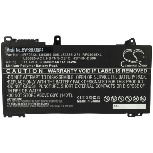 <br><b>Opis:</b><br><ul><li>Nadomestna baterija je izdelana po zasnovi in tehnologiji nemškega proizvajalca VHBW, kar zagotavlja odlično kvaliteto<br></li><li>Najsodobnejša tehnologija omogoča veliko ciklov polnjenja in praznjenja<br></li><li>Li-Polymer celice so prijazne okolju, obenem pa zagotavljajo delovanje brez spominskega učinka<br></li><li>Termično stikalo ščiti baterijske celice pred pregrevanjem, prenapolnitvijo in kratkim stikom<br></li><li>Visoka kapaciteta baterije, podaljšan čas delovanja pri mirovanju naprave, zelo počasno samopraznjenje<br></li><li>100% kompatibilnost z originalno baterijo</li><li>Baterijo polnimo z originalnim ali nadomestnim polnilcem</li><li>Certifikati CE in ROHS</li></ul><br><br><p><b>Originalne oznake:</b></p><ul><li><li>HSTNN-DB9R</li><li>HSTNN-OB1Q</li><li>L83685-271</li><li>L83685-AC1</li><li>L84354-005</li><li>RF03XL</li><li>RF03045XL</li></li></ul><br><br><p><b>Primerno za:</b></p><div >HP:</div><div><ul><li>Pavilion x360 14</li><li>ProBook 455 G7</li></ul><br></div><br><b>Lastnosti:</b><ul><li>Proizvajalec: VHBW</li><li>Vrsta: Li-Polymer</li><li>Napetost: 11,4 V</li><li>Kapaciteta: 3.600 mAh (41,04 Wh)</li></ul><br>