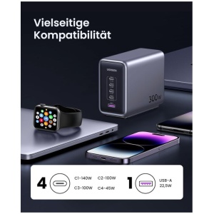 Ugreen Nexode 300W GaN II 5-portni USB polnilec - box