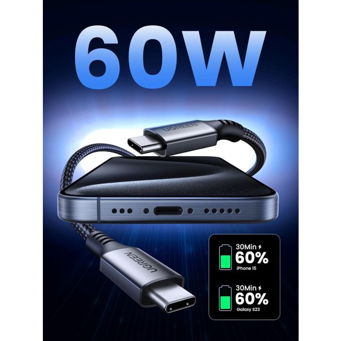 Ugreen 60W USB-C na USB-C polnilni kabel, 1M - slika 4