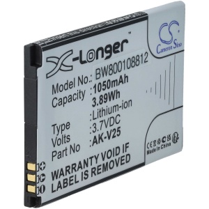 <b>Opis:</b><br><ul><li>Nadomestna baterija je izdelana po zasnovi in tehnologiji nemškega proizvajalca VHBW, kar zagotavlja odlično kvaliteto<br></li><li>Najsodobnejša tehnologija omogoča veliko ciklov polnjenja in praznjenja<br></li><li>Li-Ion celice so prijazne okolju, obenem pa zagotavljajo delovanje brez spominskega učinka<br></li><li>Termično stikalo ščiti baterijske celice pred pregrevanjem, prenapolnitvijo in kratkim stikom<br></li><li>Visoka kapaciteta baterije, podaljšan čas delovanja pri mirovanju naprave, zelo počasno samopraznjenje<br></li><li>100% kompatibilnost z originalno baterijo</li><li>Baterijo polnimo z originalnim ali nadomestnim polnilcem</li><li>Certifikati CE in ROHS</li></ul><br><br><p><b>Originalne oznake:</b></p><ul><li>AK-V25</li></ul><br><p><b>Primerno za:</b></p><ul></ul><br>Emporia:<br><ul><li>Euphoria, Pure, V25, V25_001, V50, V50_001<br></li></ul><br><b>Lastnosti:</b><ul><li>Proizvajalec: VHBW</li><li>Vrsta: Li-Ion</li><li>Napetost: 3,7 V</li><li>Kapaciteta: 1.050 mAh (3,89 Wh)</li></ul><br>