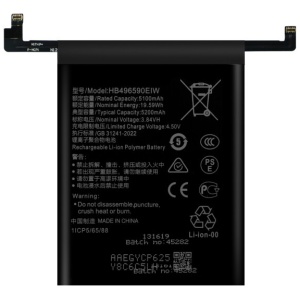 <b>Opis:</b><br><ul><li>Nadomestna baterija je izdelana po zasnovi in tehnologiji nemškega proizvajalca MPS, kar zagotavlja odlično kvaliteto<br></li><li>Najsodobnejša tehnologija omogoča veliko ciklov polnjenja in praznjenja<br></li><li>Li-Polymer celice so prijazne okolju, obenem pa zagotavljajo delovanje brez spominskega učinka<br></li><li>Termično stikalo ščiti baterijske celice pred pregrevanjem, prenapolnitvijo in kratkim stikom<br></li><li>Visoka kapaciteta baterije, podaljšan čas delovanja pri mirovanju naprave, zelo počasno samopraznjenje<br></li><li>100% kompatibilnost z originalno baterijo</li><li>Baterijo polnimo z originalnim ali nadomestnim polnilcem</li><li>Certifikati CE in ROHS</li></ul><br><br><p><b>Originalne oznake:</b></p><ul><li>HB496590EIW<br></li></ul><br><br><p><b>Primerno za:</b></p><p>Huawei:</p><ul><li>Honor 200 ELI-AN00, Honor 200 ELI-NX9<br></li></ul><br><b>Lastnosti:</b><ul><li>Proizvajalec: MPS</li><li>Vrsta: Li-Polymer</li><li>Napetost: 3,84 V</li><li>Kapaciteta: 5.200 mAh (19,59 Wh)</li></ul><br>