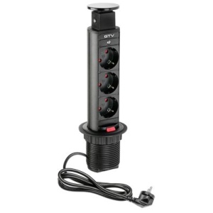 GTV Potopna vtičnica 3x220V Ø60mm, črna | E-specialisti.si