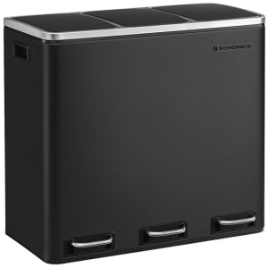 SONGMICS koš za ločevanje odpadkov 3x 18L črn, LTB54BK | E-specialisti.si