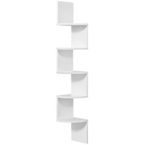 VASAGLE kotni stenski regal, 5-nivojski, 20 × 20 × 127,5 cm, mat bela | E-specialisti.si