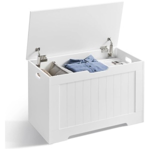 VASAGLE večnamenska klop s shranjevalnim prostorom  40 x 76 x 48 cm, bela | E-specialisti.si