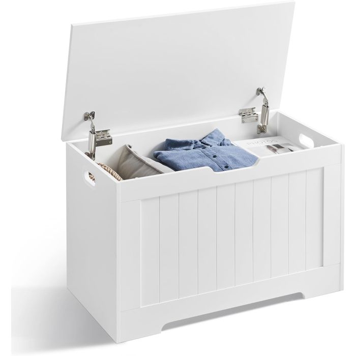 VASAGLE večnamenska klop s shranjevalnim prostorom 40 x 76 x 48 cm, bela | E-specialisti.si
