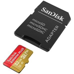 San Disk Extreme PLUS micSDHC 32GB + SD Adapter + RescuePRO Deluxe 100MB/s A1 C10 V30 UHS-I U3