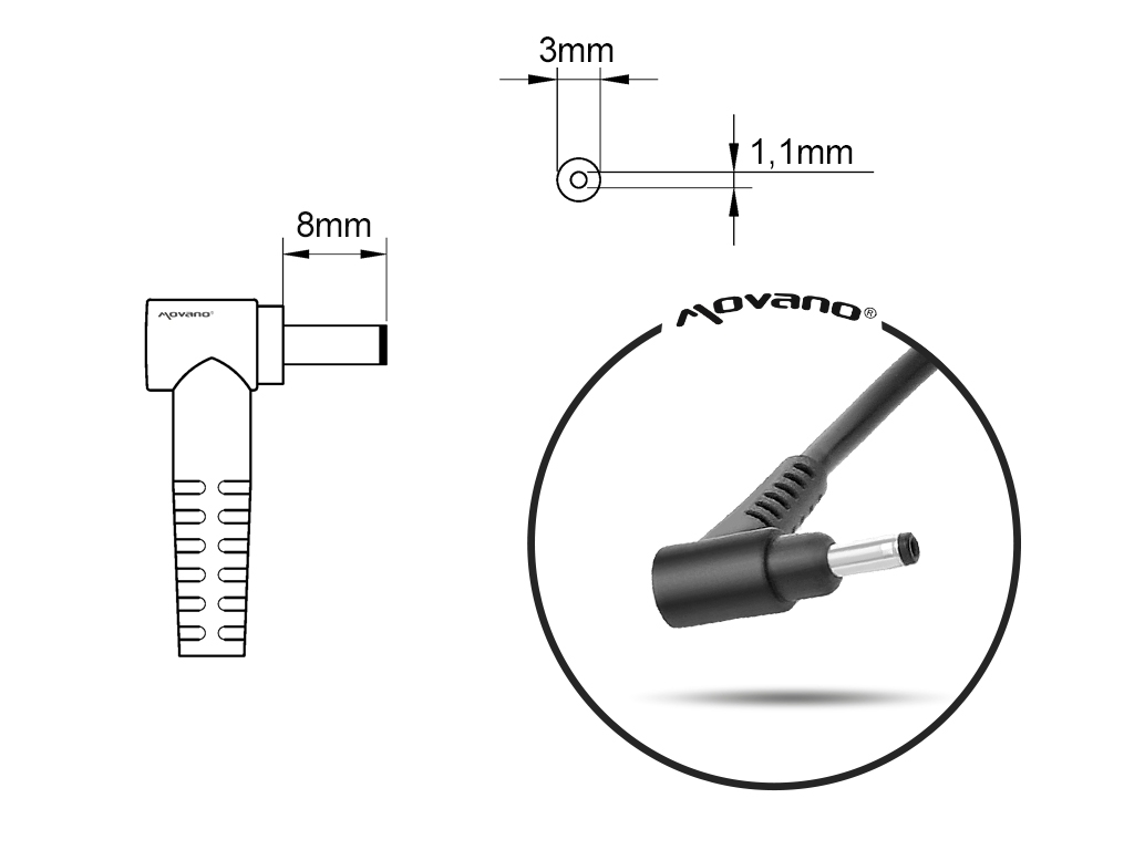 Polnilec za prenosnike Acer / Samsung, 65W / 19V / 3,42A / 3,0mm x 1,1mm - slika 6