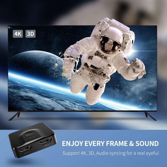 Ugreen HDMI 2.0 2x1 dvo smeren razdelilec, stikalo - box - slika 3