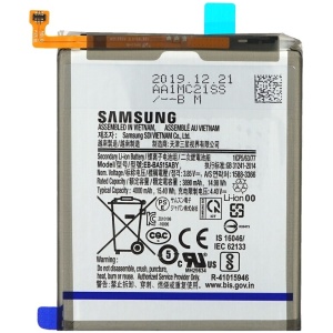 <b>Opis:</b><br><ul><li><b>Originalna baterija proizvajalca Samsung</b></li><li>Najsodobnejša tehnologija omogoča veliko ciklov polnjenja in praznjenja<br></li><li>Li-Polymer celice so prijazne okolju, obenem pa zagotavljajo delovanje brez spominskega učinka<br></li><li>Termično stikalo ščiti baterijske celice pred pregrevanjem, prenapolnitvijo in kratkim stikom<br></li><li>Visoka kapaciteta baterije, podaljšan čas delovanja pri mirovanju naprave, zelo počasno samopraznjenje<br></li><li>100% kompatibilnost z originalno baterijo</li><li>Baterijo polnimo z originalnim ali nadomestnim polnilcem</li><li>Certifikati CE in ROHS</li></ul><br><br><p><b>Originalne oznake:</b></p><ul><li>EB-BA515ABE<br></li><li>EB-BA515ABY</li><li>GH82-21668A</li></ul><br><p><b>Primerno za:</b></p><p>Samsung:</p><ul><li>Galaxy A51 (2019), SM-A515F/DSM, SM-A515F/DSN, SM-A515F/DST, SM-A515F/N, SM-A515G, SM-A515U, SM-A516<br></li></ul><br><b>Lastnosti:</b><ul><li>Proizvajalec: Samsung</li><li>Vrsta: Li-Polymer</li><li>Napetost: 3,85 V</li><li>Kapaciteta: 4.000 mAh (15,40 Wh)</li></ul><br>