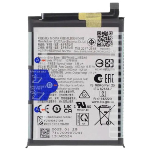 <b>Opis:</b><br><ul><li><b>Originalna baterija proizvajalca Samsung</b><br></li><li>Najsodobnejša tehnologija omogoča veliko ciklov polnjenja in praznjenja<br></li><li>Li-Polymer celice so prijazne okolju, obenem pa zagotavljajo delovanje brez spominskega učinka<br></li><li>Termično stikalo ščiti baterijske celice pred pregrevanjem, prenapolnitvijo in kratkim stikom<br></li><li>Visoka kapaciteta baterije, podaljšan čas delovanja pri mirovanju naprave, zelo počasno samopraznjenje</li><li>Baterijo polnimo z originalnim ali nadomestnim polnilcem</li><li>Certifikati CE in ROHS</li></ul><br><br><p><b>Originalne oznake:</b></p><ul><li>WT-S-W1</li><li>GH81-23314A</li></ul><br><br><p><b>Primerno za:</b></p><p>Samsung:</p><ul><li>Galaxy A14 5G,&nbsp;SM-A146,&nbsp;SM-A146B, SM-A146B/DS, SM-A146P, SM-A146P/DS, SM-A146U, SM-A146U1, SM-A146U1/DS, SM-A146W, SM-A146P/N, SM-A146P/DSN, SM-S146VL, SM-A146M</li></ul><br><b>Lastnosti:</b><ul><li>Proizvajalec: Samsung</li><li>Vrsta: Li-Polymer</li><li>Napetost: 3,85 V</li><li>Kapaciteta: 5.000 mAh (19,25 Wh)</li></ul><br>