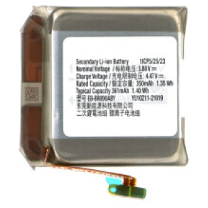 <b>Opis:</b><br><ul><li><b>Originalna baterija proizvajalca Samsung</b><br></li><li>Najsodobnejša tehnologija omogoča veliko ciklov polnjenja in praznjenja<br></li><li>Li-Ion celice so prijazne okolju, obenem pa zagotavljajo delovanje brez spominskega učinka<br></li><li>Termično stikalo ščiti baterijske celice pred pregrevanjem, prenapolnitvijo in kratkim stikom<br></li><li>Visoka kapaciteta baterije, podaljšan čas delovanja pri mirovanju naprave, zelo počasno samopraznjenje<br></li><li>Baterijo polnimo z originalnim ali nadomestnim polnilcem<br></li><li>Certifikati CE in ROHS</li><li>Bulk pakiranje<br></li></ul><br><br><p><b>Originalne oznake:</b><br></p><ul><li>EB-BR870ABY</li><li>EB-BR890ABY</li><li>GH43-05066A</li></ul><br><p><b>Primerno za:</b></p><p>Samsung:</p><ul><li>Galaxy Watch 4 Classic 46mm, Galaxy Watch 4 Classic 46mm (LTE), Galaxy Watch 4 44mm (BT), Galaxy&nbsp;Watch 4 44mm (LTE), SM-R870, SM-R870NZ, SM-R870NZKAXAA, SM-R870NZKCXAA, SM-R870NZSAXAA, SM-R870NZSCXAA, SM-R875, SM-R890, SM-R890NZKAXAA, SM-R890NZKCXAA, SM-R890NZSAXAA, SM-R895, SM-R895U</li></ul><br><b>Lastnosti:</b><ul><li>Proizvajalec: Samsung</li><li>Vrsta: Li-Ion</li><li>Napetost: 3,88 V</li><li>Kapaciteta: 361 mAh  (1,40 Wh)</li></ul><br>