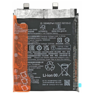 <br><b>Opis:</b><br><ul><li><b>Originalna baterija proizvajalca Xiaomi</b><br></li><li>Najsodobnejša tehnologija omogoča veliko ciklov polnjenja in praznjenja<br></li><li>Li-Polymer celice so prijazne okolju, obenem pa zagotavljajo delovanje brez spominskega učinka<br></li><li>Termično stikalo ščiti baterijske celice pred pregrevanjem, prenapolnitvijo in kratkim stikom<br></li><li>Visoka kapaciteta baterije, podaljšan čas delovanja pri mirovanju naprave, zelo počasno samopraznjenje<br></li><li>100% kompatibilnost z originalno baterijo</li><li>Baterijo polnimo z originalnim ali nadomestnim polnilcem</li><li>Certifikati CE in ROHS</li></ul><br><br><p><b>Originalne oznake:</b><br></p><ul><li>BM59</li></ul><br><p><b>Primerno za:</b></p>Xiaomi:<ul><li>11T,&nbsp;460200008P1G<br></li></ul><br><b>Lastnosti:</b><ul><li>Proizvajalec: Xiaomi</li><li>Vrsta: Li-Polymer</li><li>Napetost: 3,87 V</li><li>Kapaciteta: 5.000 mAh (19,35 Wh)</li></ul><br>