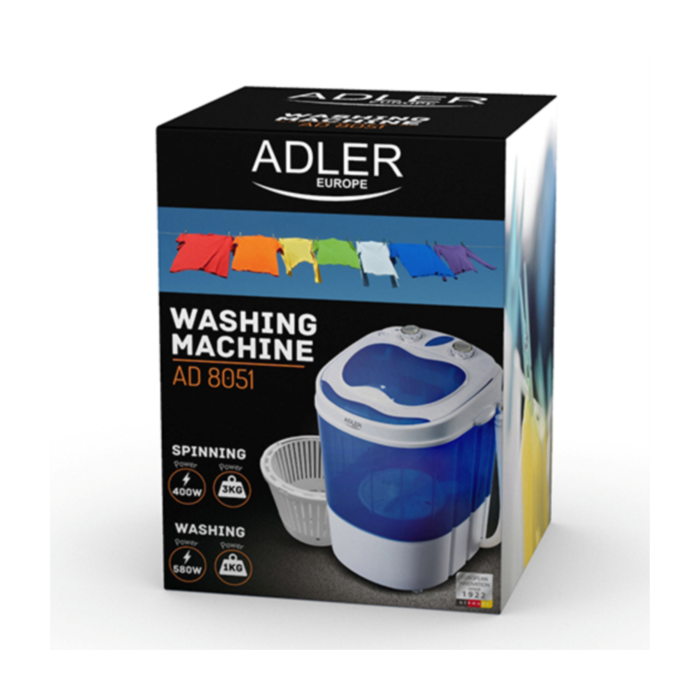 Adler mini pralni stroj s spin funkcijo primeren za kampiranje - slika 2