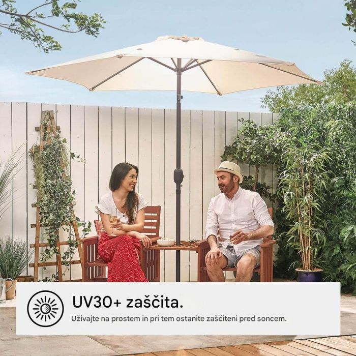 VonHaus 2,7M senčnik samostoječi UV30 bež - slika 3