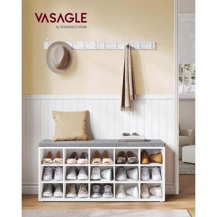 VASAGLE klop za čevlje z mehko blazino 30 x 105 x 48 cm, bela - slika 3