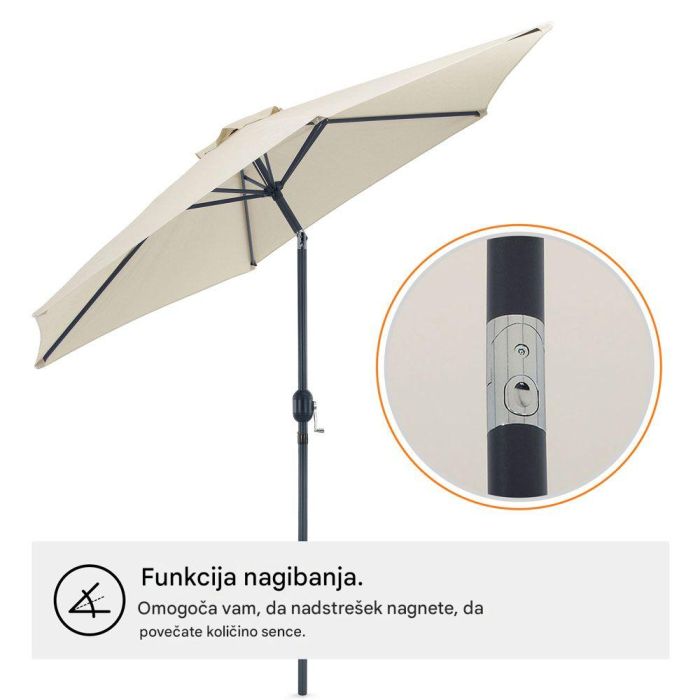 VonHaus 2,7M senčnik samostoječi UV30 bež - slika 4