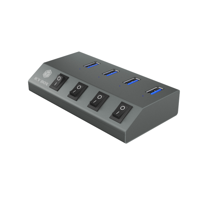 IcyBox IB-HUB1405 4-portni USB-A hub s stikali - slika 2