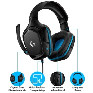 Logitech slušalke gaming USB G432 7.1 Leatherette Modre