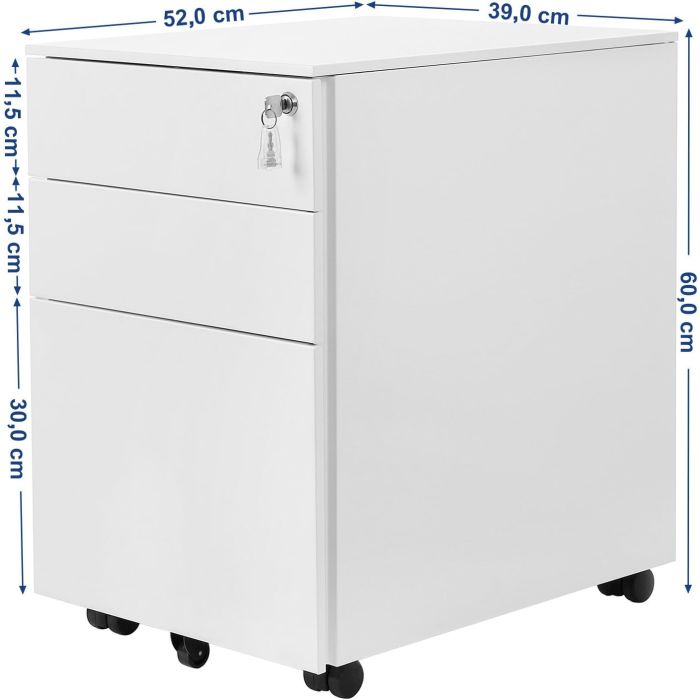 SONGMICS Pisarniška omarica na kolesih OFC60WT - slika 3