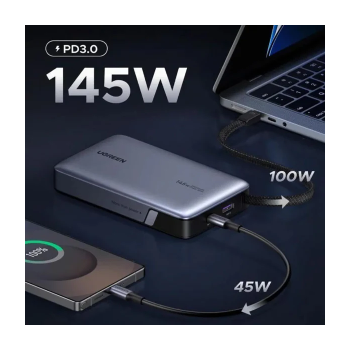 Ugreen 145W 20000mAh prenosna baterija z vgrajenim kablom - slika 4