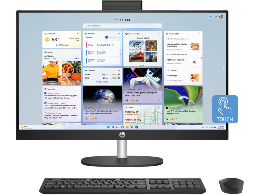 Intel Core Ultra 7 155U (1,7 GHz), 32 GB (2x16GB) DDR5-5600, SSD 1 TB M.2 PCIe NVMe, 68,6 cm (27″) FHD (1920x1080) Multi-Touch UWVA AG LED, Intel Graphics (IGP), HDMI, 1x USB-C (5Gbps), 2x USB-A 3.2 Gen1 (5Gbps), 2x USB-A 2.0, Wi-Fi 6 (2x2), Bluetooth 5.3, Webcam, Wireless Kbd., Microsoft Windows 11 Home (64-bit)
