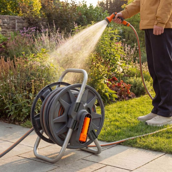 VonHaus stenski kolut za vrtno cev 25 m s pršilno pištolo - slika 3