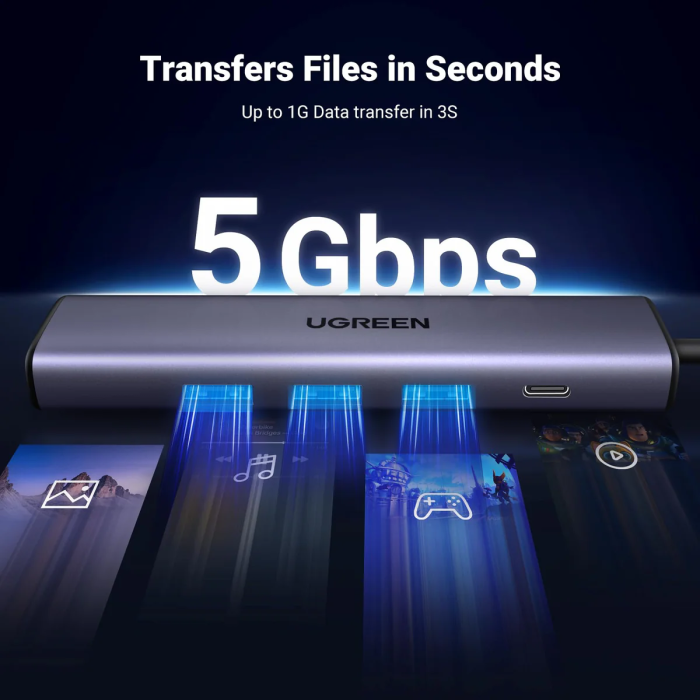 Ugreen USB 3.0 5v1 Hub - slika 3