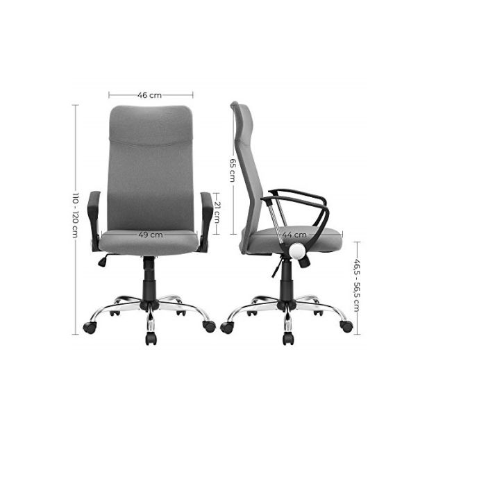 SONGMICS pisarniški stol siv OBN034G01 - slika 4