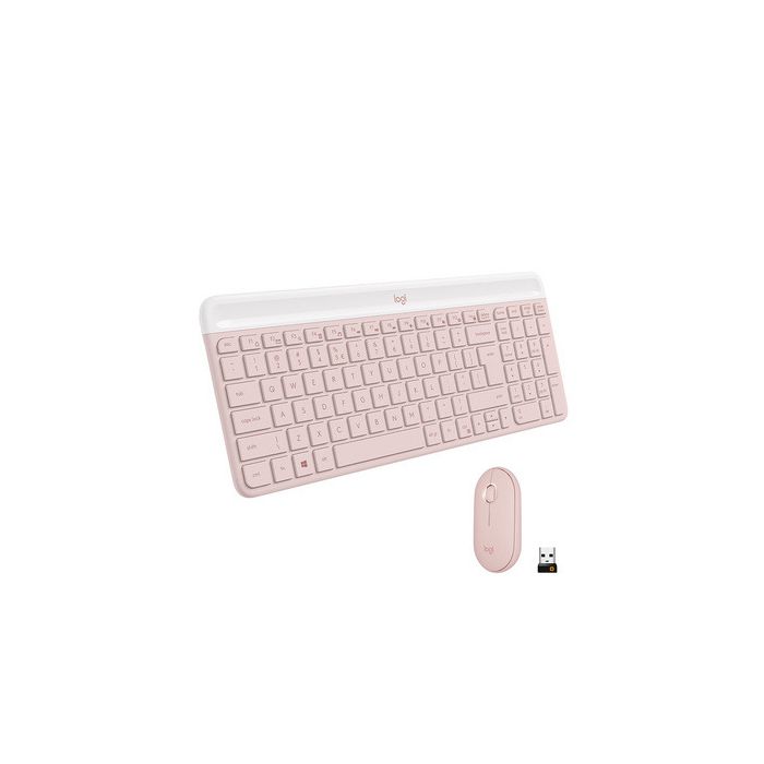 Logitech Slim Wireless Combo MK470, SLO gravura, roza - slika 4