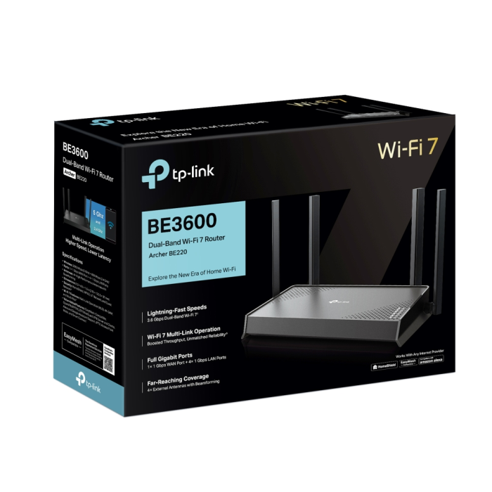 TP-LINK Archer BE220 Wi-Fi 7 BE3600 Dual-Band 2882+688 Mbps, 1 Gbps LAN brezžični usmerjevalnik - slika 4