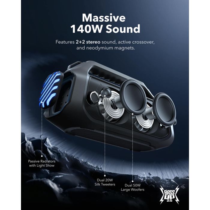 Anker Soundcore BOOM 2 Plus prenosni Bluetooth zvočnik, črn - slika 3