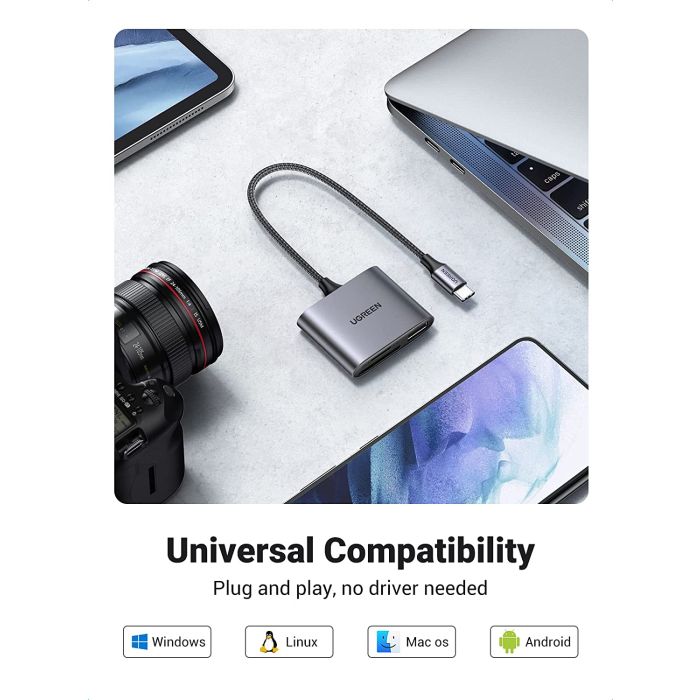 Ugreen USB-C čitalnik kartic 3v1 - slika 2