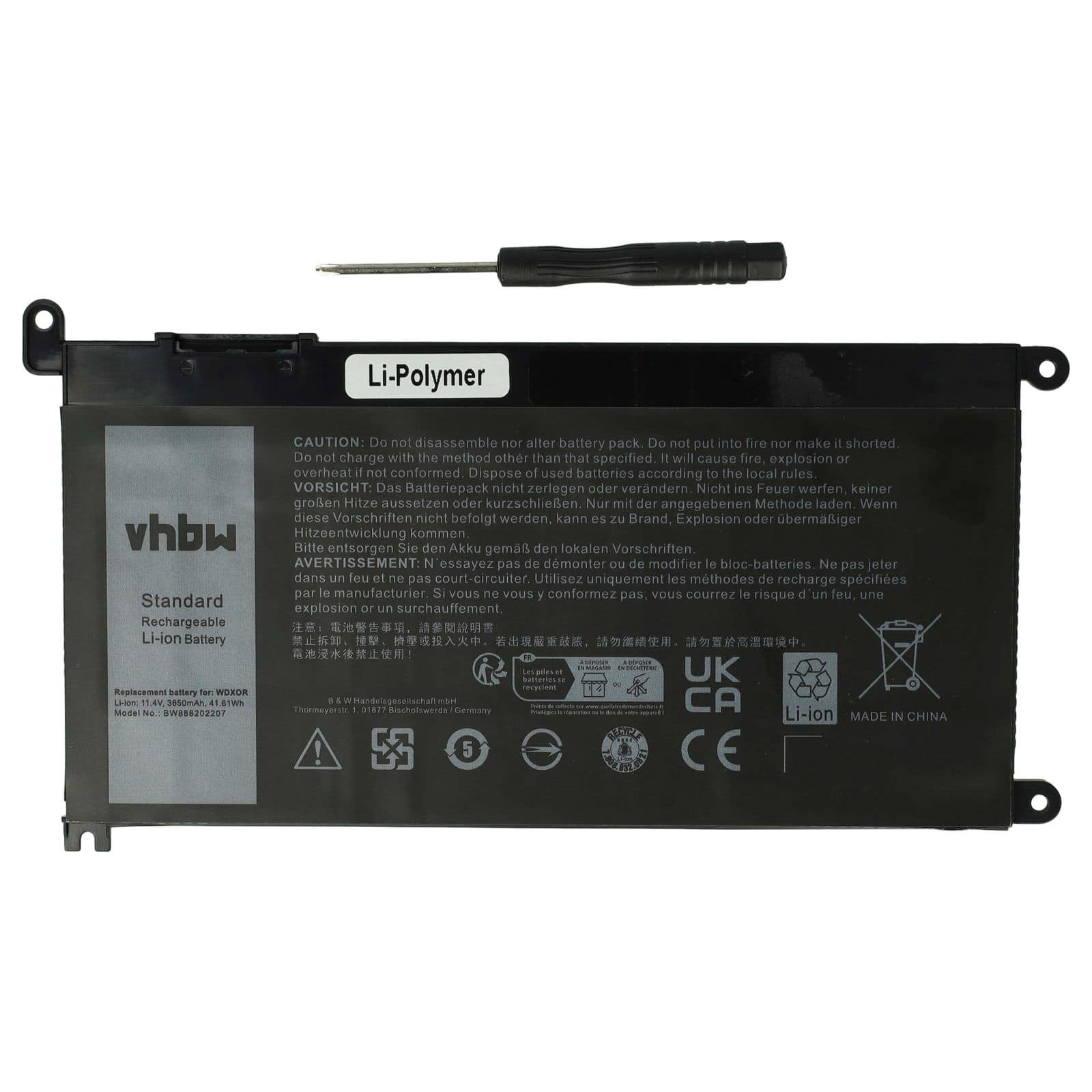 Baterija za Dell Inspiron 5378 / Latitude 3490, WDX0R, 3650 mAh - slika 2