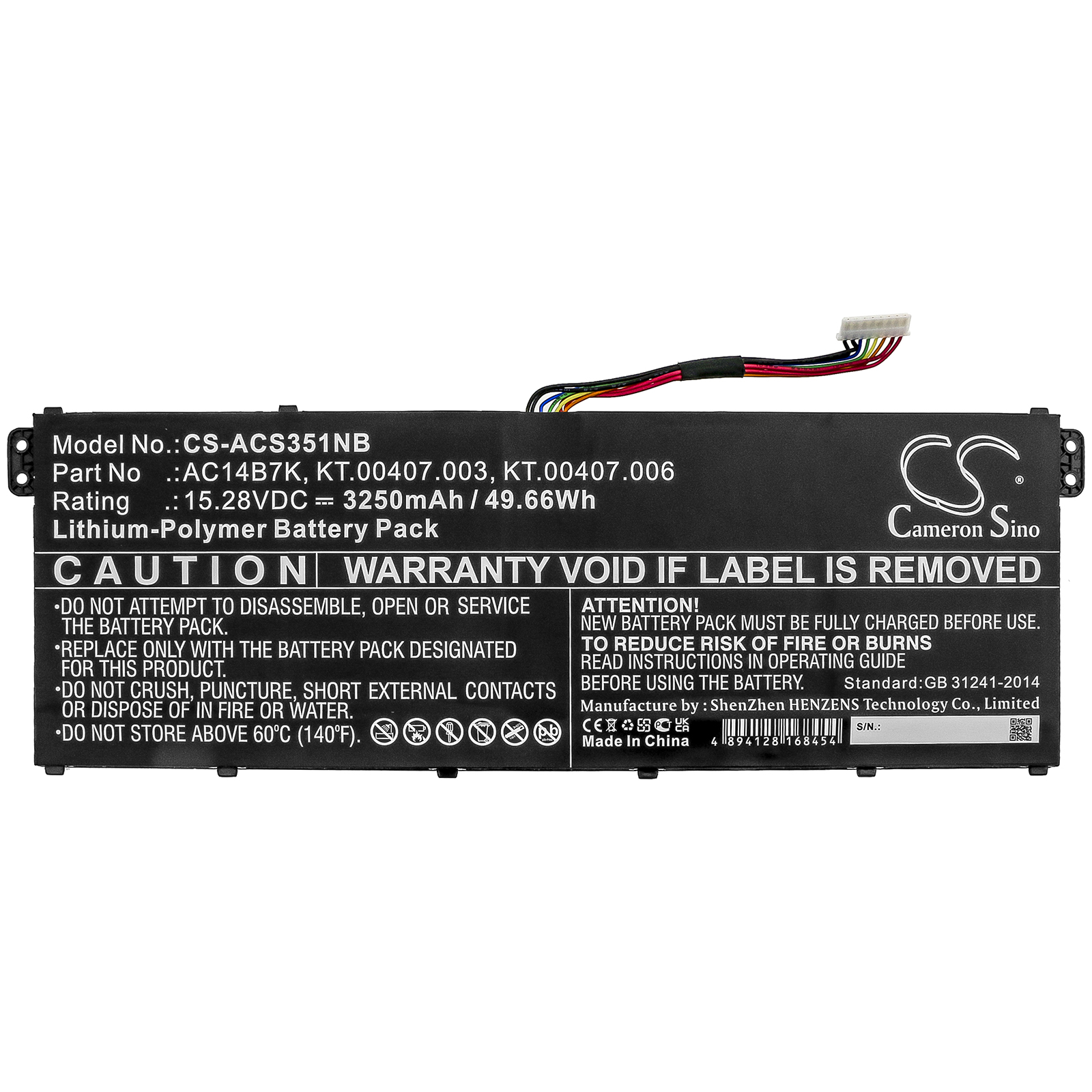 Baterija za Acer Aspire 5 A515 / Spin 5 SP515 / Swift 3 SF314, AC14B7K, 3250 mAh - slika 4