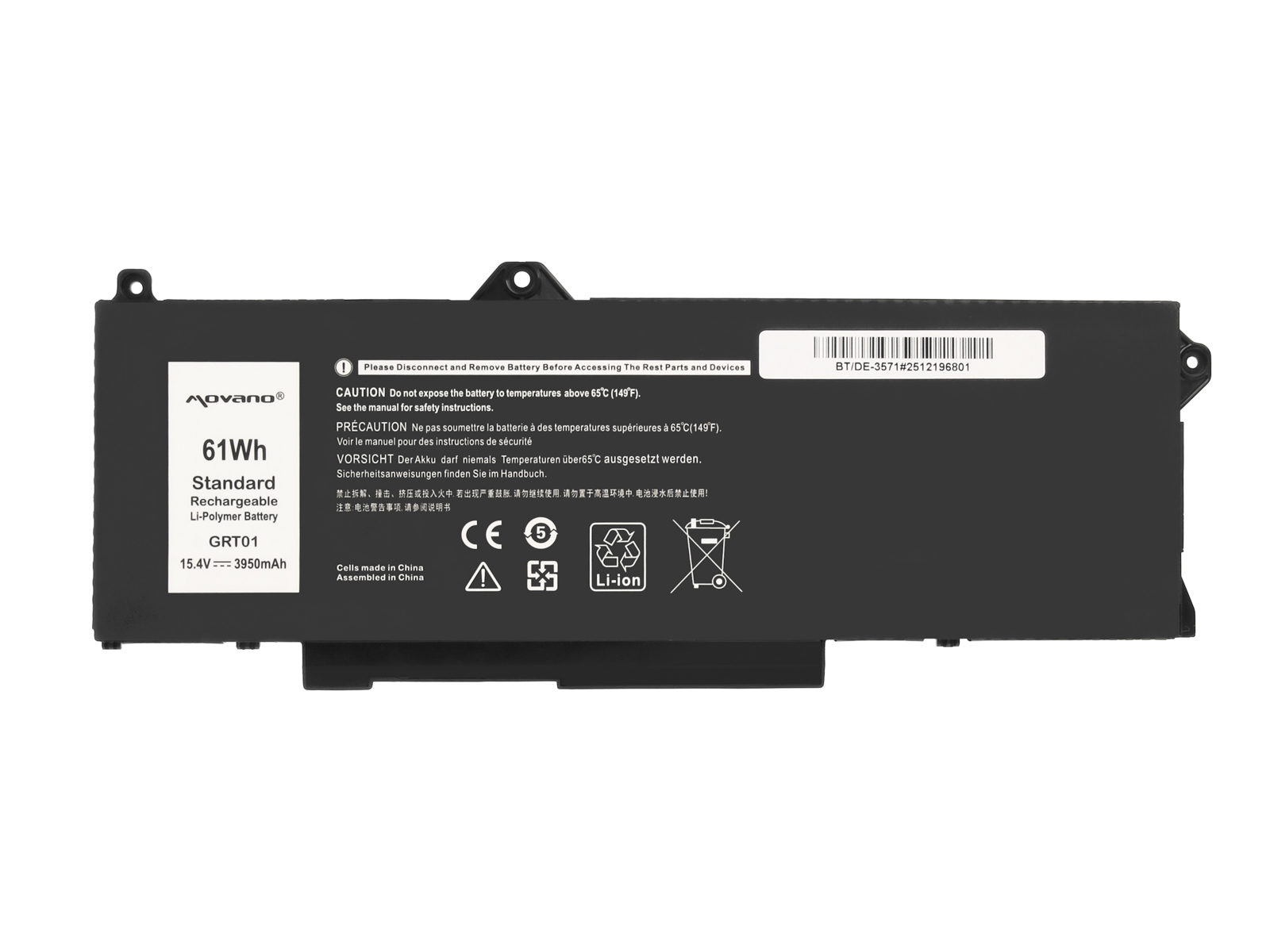 Baterija za Dell Latitude 15 5521 / 15 5531 / Precision 15 3571, 15.4 V, 3950 mAh - slika 5