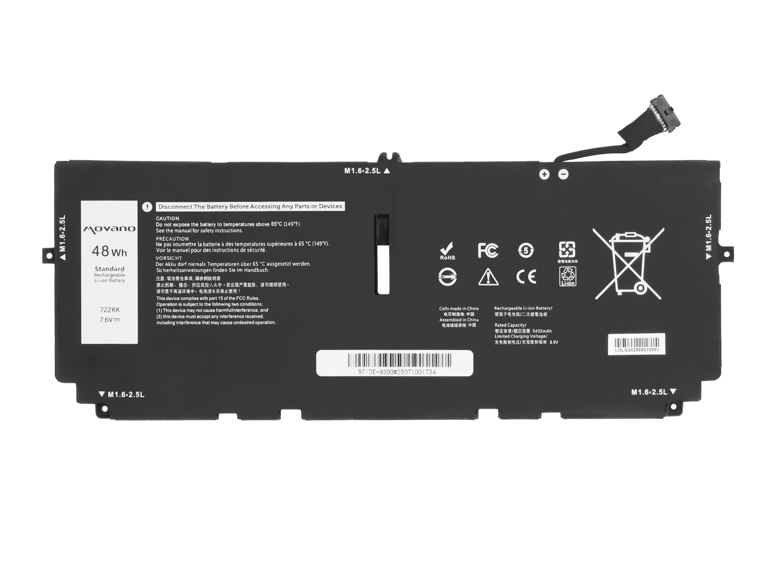 Baterija za Dell XPS 13 9300 / XPS 13 9310 / 13 9380, 6315 mAh - slika 5
